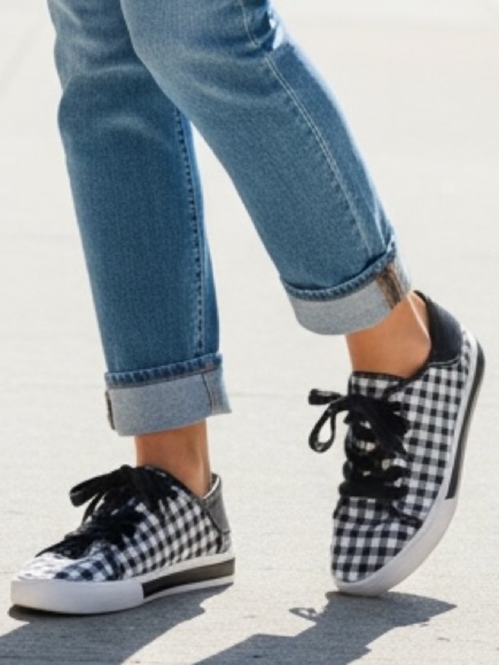 Isaac Mizrahi Black and White Check Lace-Up Sneaker